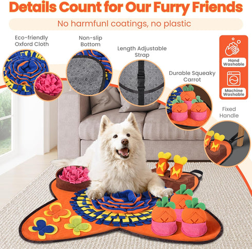 32''X20'' 32"x20") Snuffle Mat for Dogs for Large Dogs with Dog Leash, Nosework Interactive Sniffing Mat for Cats