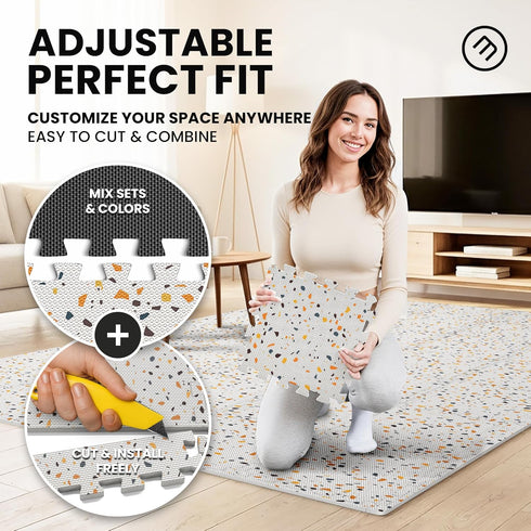 Set 18 (12.6"x12.6"x0.4") 18sqft bemaxx Gym Mats - pcs EVA Interlocking Foam Floor Tiles Protective Gym Flooring Sports