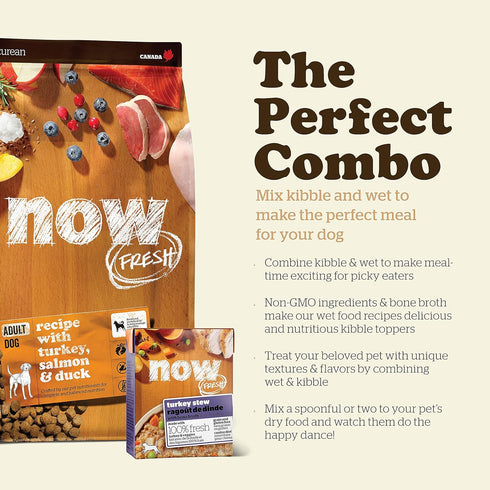 Now Fresh Dry Dog Food, Turkey, Salmon, Duck Recipe, 3.5 lbs, Grain Free, Real Meat and Fish for All Breeds