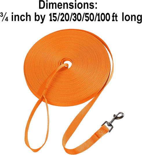 Hi Kiss Dog/Puppy Obedience Recall Training Agility Lead - 15ft, 20ft, 30ft, 50ft, 100ft Leash - Orange 30ft