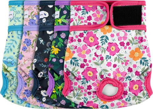 5 Pack Reusable Diapers for Doggie, Highly Absorbent Dog Diapers Female for