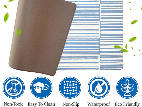 Dog Feeding Mat for Food and Water Bowls, Waterproof, Easy Clean, Large Dog & Cat Food Mat (28"x16.5", Blue Lagoon)