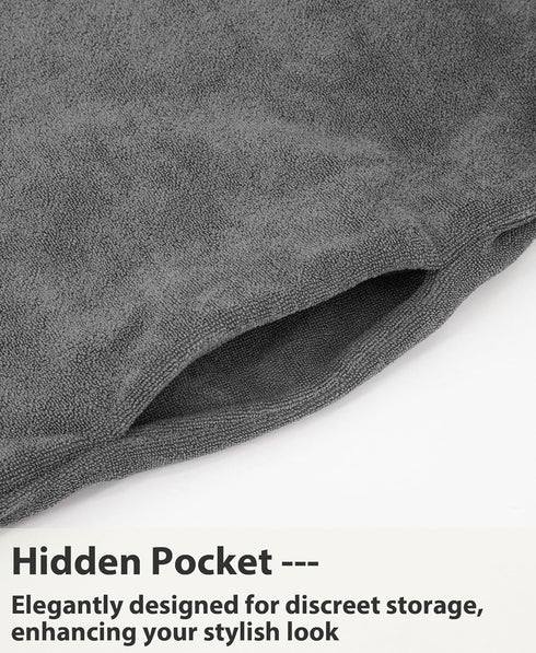 Weecreeture Hooded Towel Poncho with Zipper and Pocket, Surf Poncho for Men and Women, Beach Bath Changing Robe Cover