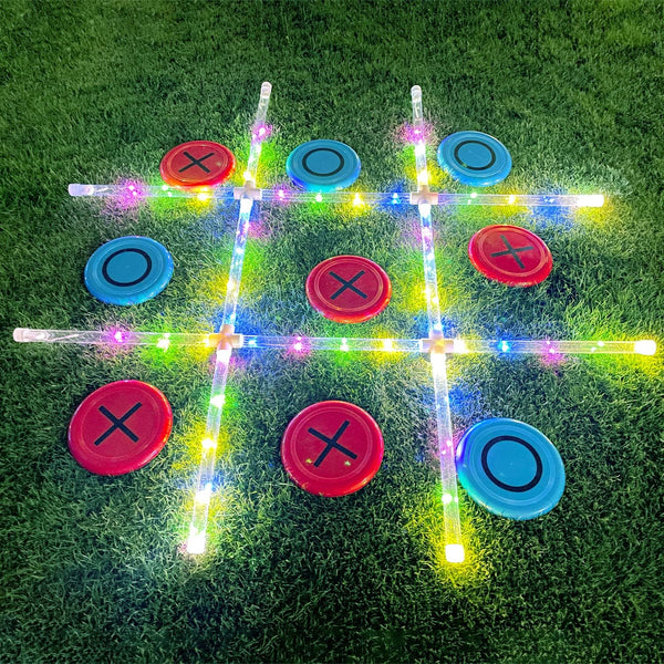Outdoor Games Giant Tic Tac Toe - Yard Lawn Toss Games with Light, Glow in Dark Backyard Games for Family Fun
