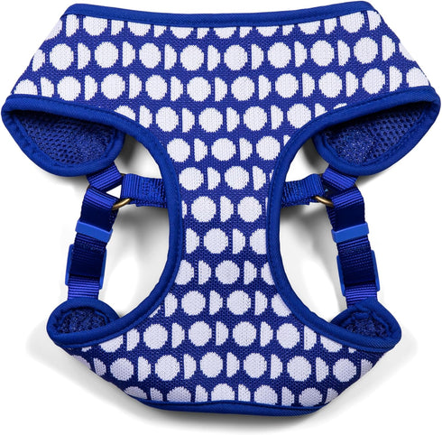 The Dodo Dog Harness, Blue Dodo Print, Size Medium; Easy Step-in Harness for Dogs; Breathable Mesh Fabric; Snap-Together, Pinch Release Buckle, Ring for Leash Attachment; Everyday Pet Apparel