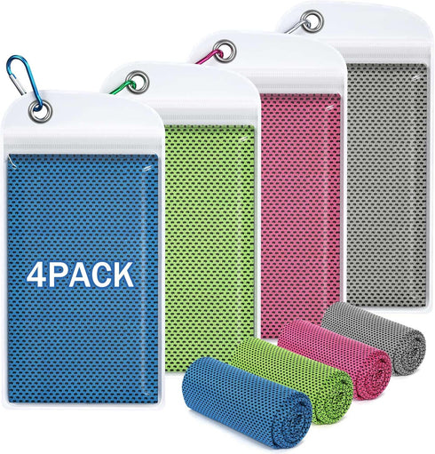 Hemndic 4 Pack Cooling Towels (40"x12"), Soft Breathable Cooling Towels for Neck and