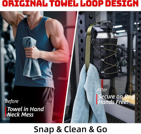 11LB 46oz Magnetic Gym Bag - Ultra-Strong Force, with Towel Loop, Bottle Holder, Magnetic Gym Water Bottle Bag For Gym