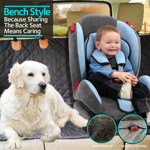 100% Hammock KULULU Dog Car Seat Cover for Back Seat, Waterproof Dog Car with Mesh Window, Scratchproof Truck Back Seat