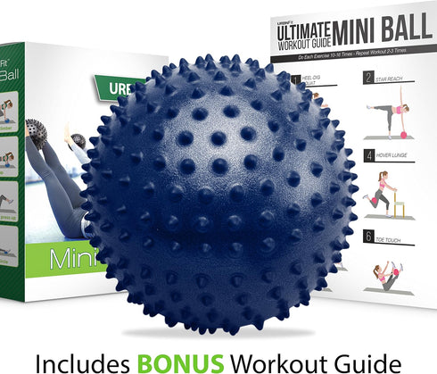 URBNFit Pilates Ball 9 Inch - Small Exercise Balls for Yoga, Barre, Physical Therapy, Stretching, Posture, Core Fitness – Mini Bender & Massager Ball for Back Pain with Workout Guide