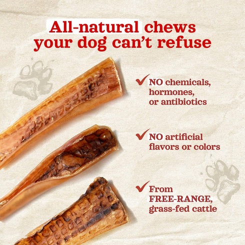(9-12 Inch, 16 Oz.), Natural Farm Bully Chips Digestible Beef Cheek from Grass-Fed Cows, Non-GMO, Grain-Free, Natural