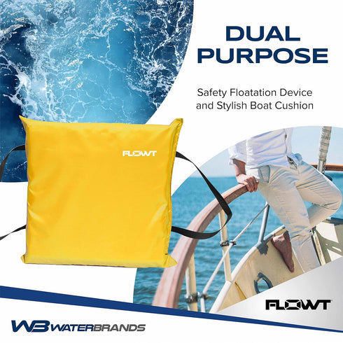 Flowt Boat Seat Cushion and Throw Cushion for Boat Safety USCG Approved Type IV, Life Cushion for Boat, Durable
