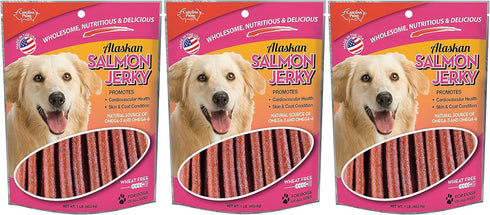 Blue Ridge Naturals 3-Pack of Carolina Prime Alaskan Salmon Jerky Dog Treats, 16oz, Made in The USA