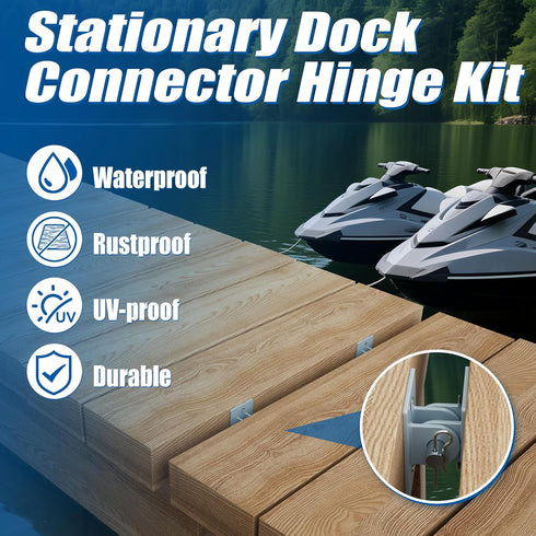 1 Pack Stationary Dock Connector Hinge Kit | Galvanized Dock Hardware Brackets | Heavy-Duty Dock Parts for Connect Dock