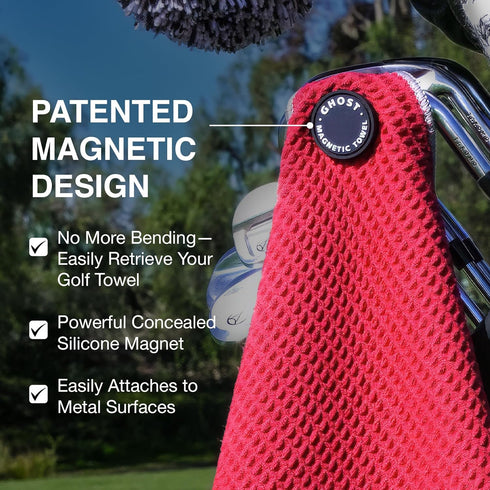 Ghost Golf Magnetic Towel - Premium Microfiber with Magnet for Carts or Clubs