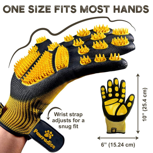 Pet Grooming and Bathing Gloves, Effective Hair Remover for Cats, Dogs & Horses, Deshedding Gloves