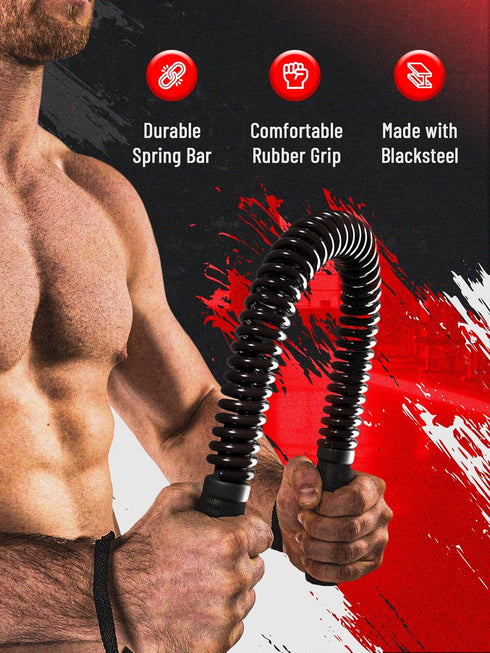 Zenooze Power Twister Flex Bar - Ultimate Upper Body Exercise Equipment for Strengthening Chest, Shoulders, Biceps,