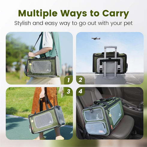 Pawaii TSA Airline Approved Soft Sided Collapsible Pet Carrier, Portable and Convenient Travel Friendly Carrier