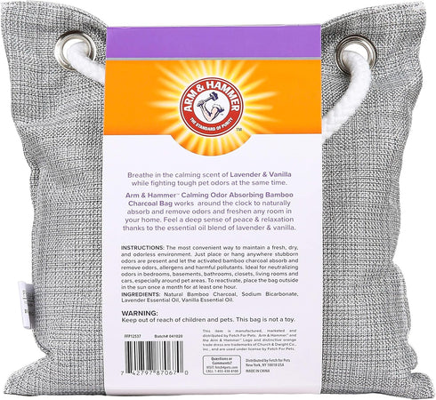Arm & Hammer for Pets Air Care - Calming Bamboo Charcoal Air Purifying Bag in Lavender Vanilla Scent, 17.6 oz
