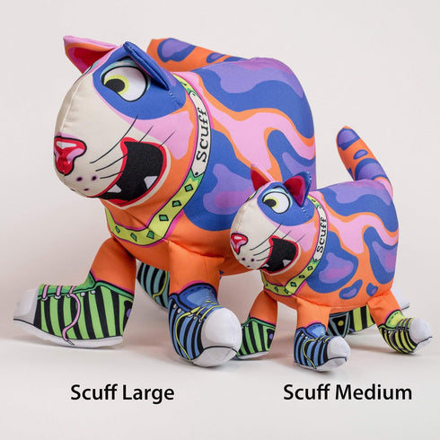 FUZZU Durable Dog Toy with Squeaker, Floppy Tough Chew Toy, That Sneaky Cat! - Medium