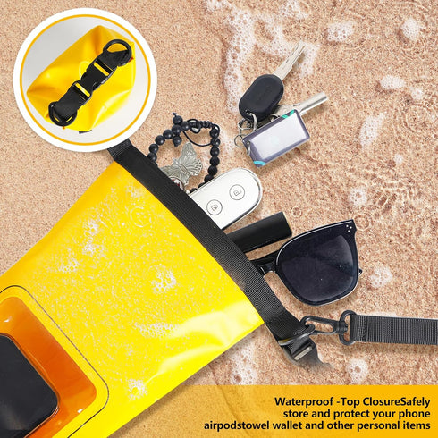 IP68 Waterproof Dry Bag 2L - Roll Top Pool Bag with Phone Pouch, Large Waterproof Accessories for Kayaking & Camping