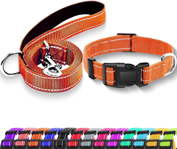 Reflective Dog Collar with Safety Locking Buckle - Adjustable Soft Breathable Nylon Collars for Small, Medium, Large