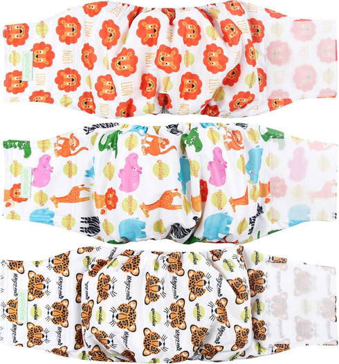Wegreeco Washable Male Dog Belly Band - Pack of 3 Stylish Pattern Dog Diapers for Male Dogs, Size S