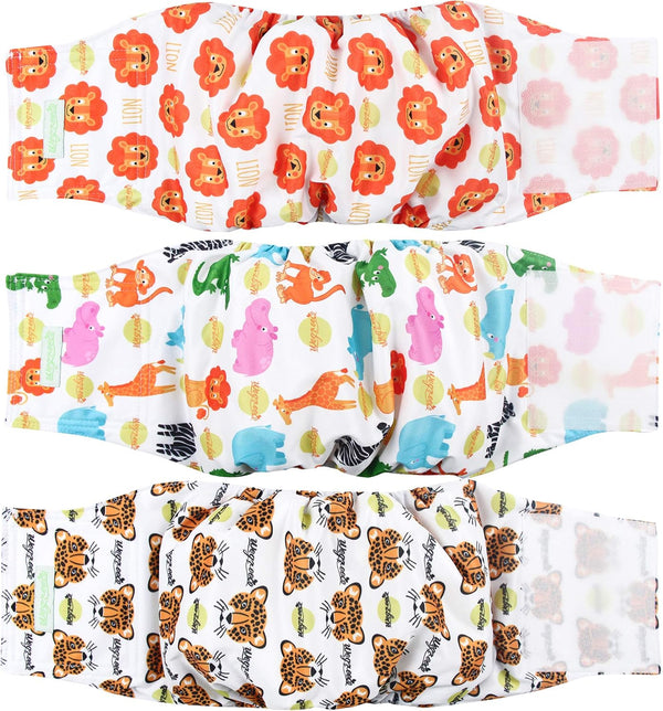 Wegreeco Washable Male Dog Belly Band - Pack of 3 Stylish Pattern Dog Diapers for Male Dogs, Size S