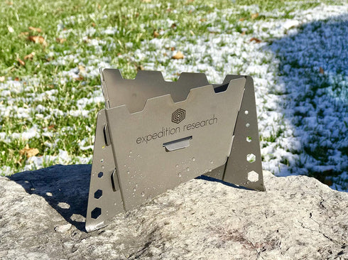 Titanium Solid Fuel Stove with Integrated Wind Shield