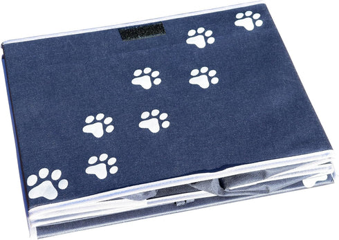 Large Dog Toys Storage Box - 16" x 12" Pet Toy Storage Basket with Lid, Collapsible Canvas Bin (Blue)