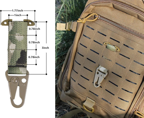 Tactical Gear Clip Clash Hook, Hanging Carabiner T-Mount MOLLE Webbing Battle Belt Clip Accessories