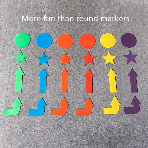 Eco Walker 12pcs Colorful Star Arrow Spot Marker Non-Slip Directional Carpet Marker for Training Agility, Kids