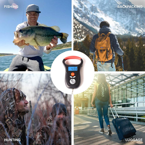 Kraken Bass Fishing Scale, Portable Electronic Digital Weight Display with Measuring Tape, Essential Fishing Gear