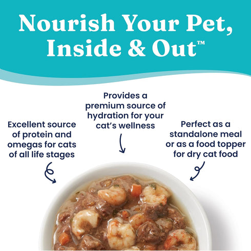 Solid Gold Wet Cat Food Shreds in Gravy, Real Tuna & Shrimp, Grain Free, 24 ct/3 oz Can