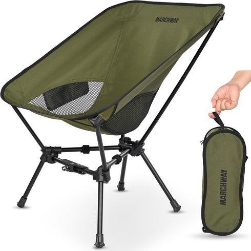 MARCHWAY Lightweight Folding Camping Chair with Spring Lock, Stable Compact Portable for