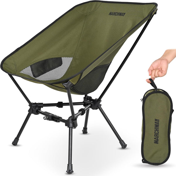 MARCHWAY Lightweight Folding Camping Chair with Spring Lock, Stable Compact Portable for