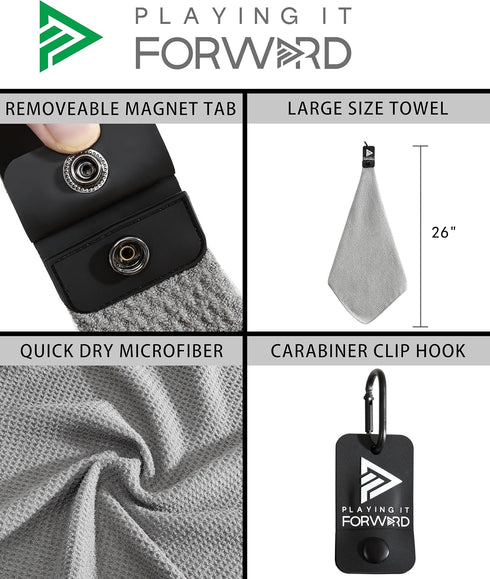Magnetic Multi Sport Microfiber Towel for Gym, Running, Tennis, Workout, Golf Bags, Strong Magnet Hold, Gym Towels
