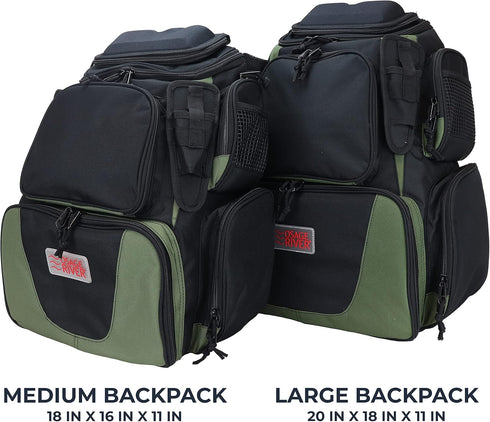 OSAGE RIVER Fishing Backpack Medium, Fits 4 Large Tackle Boxes, Waterproof Rain Cover, Includes Pliers and Flashlight