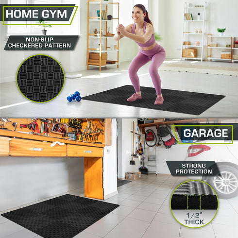 '-inch, 12 12 ProsourceFit Exercise Puzzle Mat Checkered EVA Foam Floor Tiles w/ Non-Slip Texture, Gym Mats w/