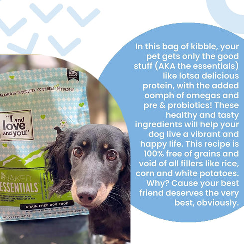 I and love and you Naked Essentials Dry Dog Food, Lamb + Bison, High Protein, Real Meat, No Fillers, Prebiotics +