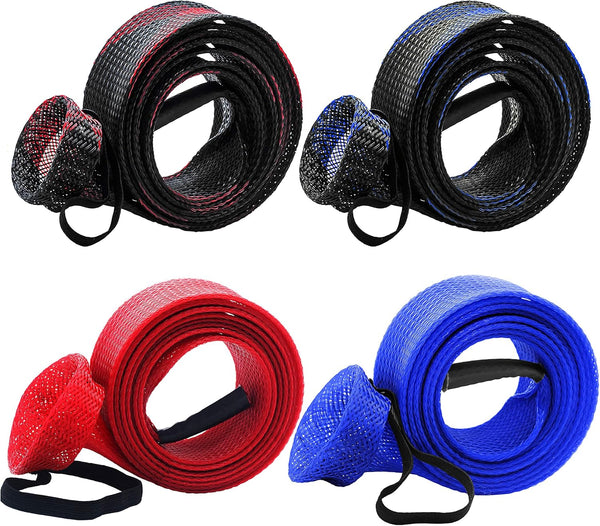 Fishing Rod Cover - 4 Pack Rod Sleeve Socks with Lanyard for Fly, Spinning, Casting, and Sea Fishing