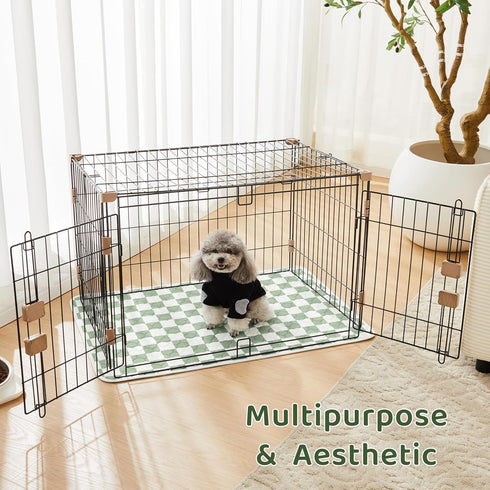 2 Pack Sage Green Checkered Washable Pee Pads for Dogs, Checkered Reusable Dog Pee Pads, for Puppy Playpen, Crate
