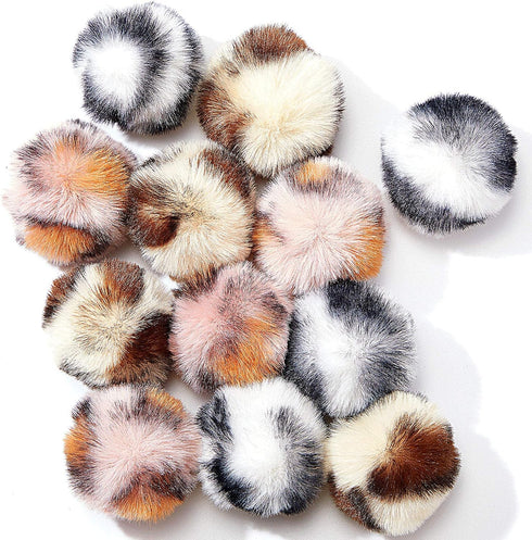 Weewooday 12 Pieces Cat Pom Pom Balls Toys, Large Fuzzy Plush Ball for Cats Pets Interactive Playing