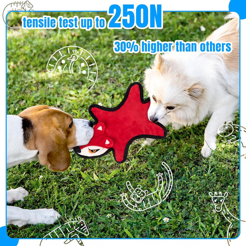 5pcs Set LECHONG No Stuffing Dog Squeaky Toys, Glowing Eyes Crinkle Plush Puppy Toys for Teething Chewing, Flat Tough