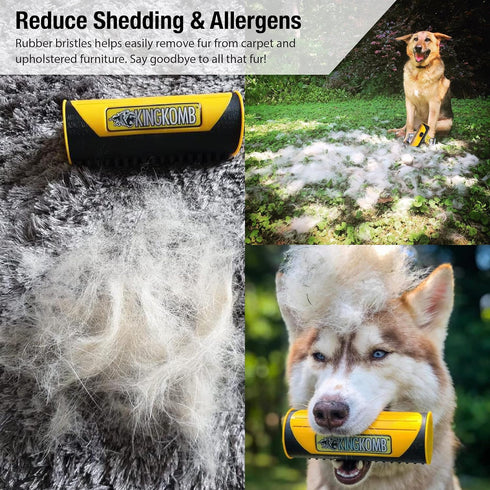 King Kanine Pet Grooming Brush - Self Cleaning Deshedding Tool for Dogs, Cats & Horses