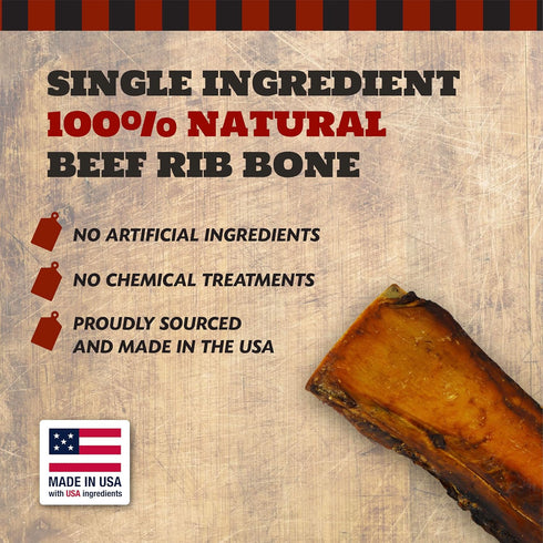 COUNTRY 10" 8 Count THE BUTCHER Rib Bones Large - Beef Rib Bones, Natural Long-Lasting Chews for Medium, Large Breeds