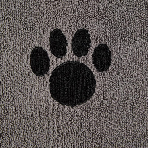 Bone Dry Pet Grooming Towel Collection, X-Large, 41x23.5", Absorbent Microfiber, Embroidered Gray