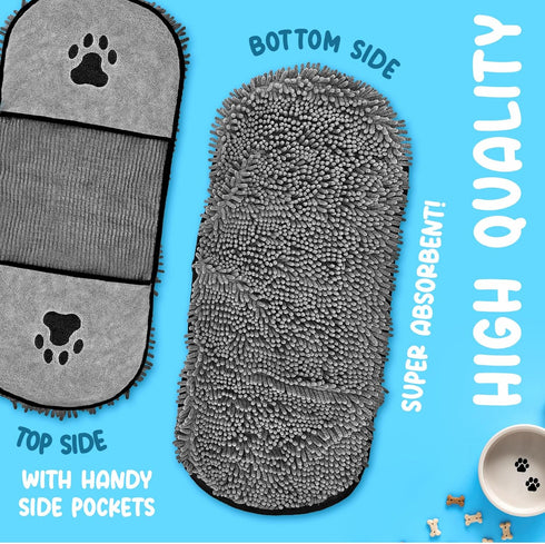 2 Pcs Microfiber Dog Towels for Drying, Includes Silicone Pet Brush, Pet Towels for Dogs