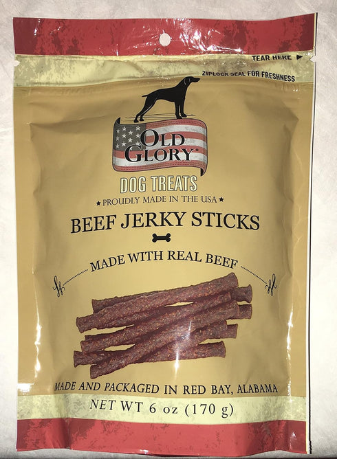 Sunshine Mills Old Glory Dog Treats, 6 oz, Made in The USA, Beef Jerky Sticks with Real Beef