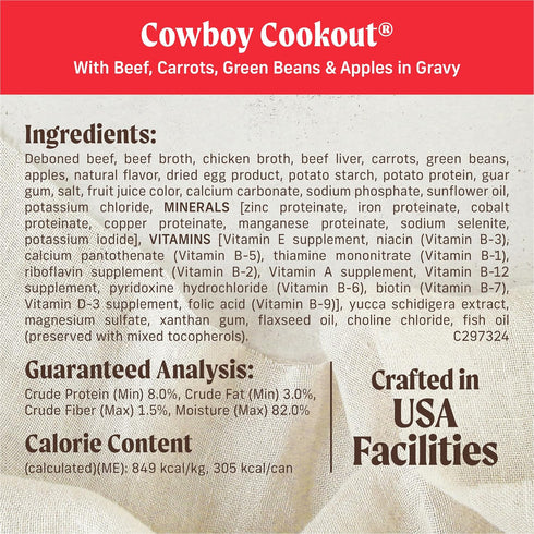 12.7 oz. Merrick Grain Free Wet Dog Food, Cowboy Cookout Recipe With Real Deboned Beef, Canned Adult Dog Food, Can