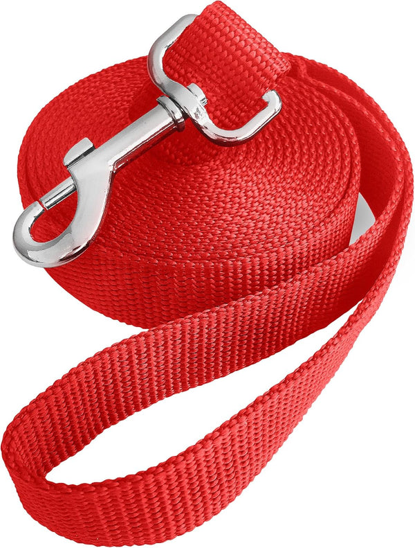 10ft Red Dog Leash - Long Line Training Leash for Large, Medium, and Small Dogs, Great for Parks and Fetch